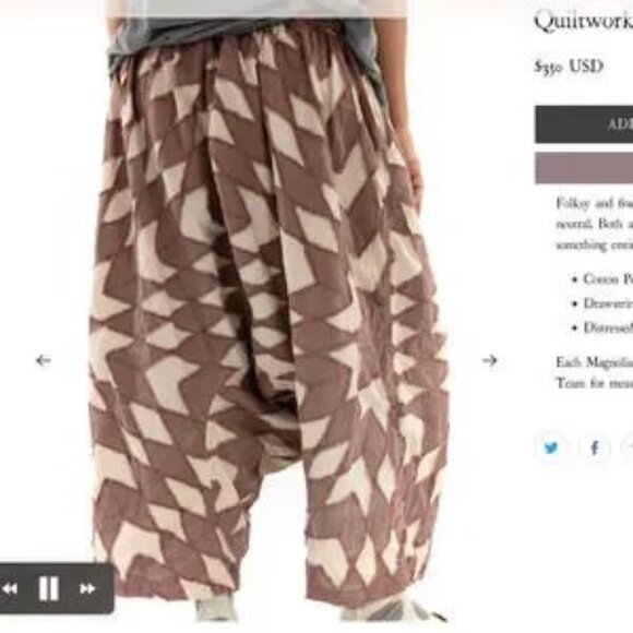 Magnolia Pearl Quiltwork Garçon Trousers Cotton Patchwork Harem Pants - Picture 8 of 11